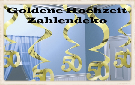 Goldene Hochzeit Zahlendekoration, Zahl 50 Gold, Deko-Wirbler
